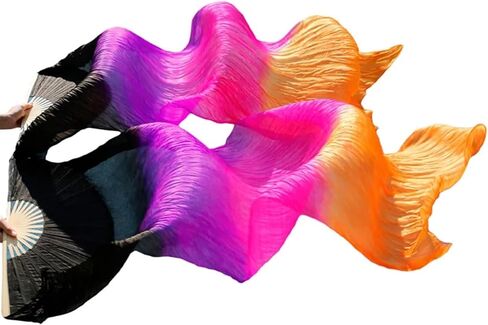 Belly Dance Fans Silk Belly Dance Fan Dance Silk Veils 1pc Left Hand+1pc Right Hand(5) in Saudi Arabia