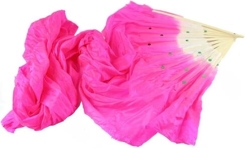 Belly Dance Fans Colorful Belly Dance Long Silk Fans Veils Hand Made Silk Fan(Red) in Saudi Arabia