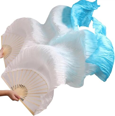 Belly Dance Fans Silk Belly Dance Fan Dance Silk Veils 1pc Left Hand+1pc Right Hand(5) in Saudi Arabia