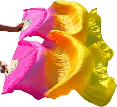 Belly Dance Fans Silk Belly Dance Fan Dance Silk Veils 1pc Left Hand+1pc Right Hand(5) in Saudi Arabia
