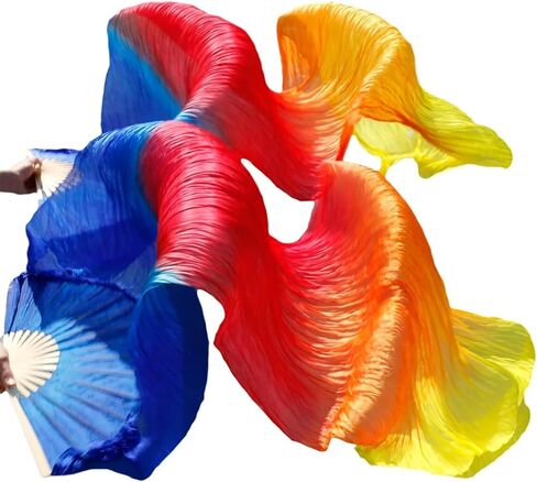 Belly Dance Fans Silk Belly Dance Fan Dance Silk Veils 1pc Left Hand+1pc Right Hand(5) in Saudi Arabia