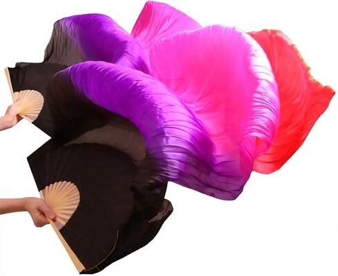 Belly Dance Fans Silk Belly Dance Fan Dance Silk Veils 1pc Left Hand+1pc Right Hand(5) in Saudi Arabia