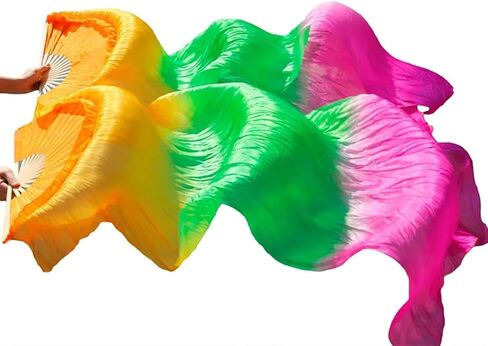 Belly Dance Fans Silk Belly Dance Fan Dance Silk Veils 1pc Left Hand+1pc Right Hand(5) in Saudi Arabia