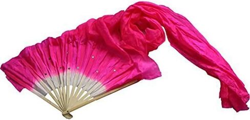 Belly Dance Fans 1.8m Hand Made Colorful Belly Dancing Long Silk Fans Veils Dance Fan Belly Dance Costumes Accessories(Pink) in Saudi Arabia