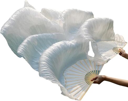 Belly Dance Fans Fan Veils Belly Dance Belly Dance Fan 1 Pair Silk/Imitation Silk Handmade Dyed Silk Dance Veils Silk Fans(Color2-d) in Saudi Arabia