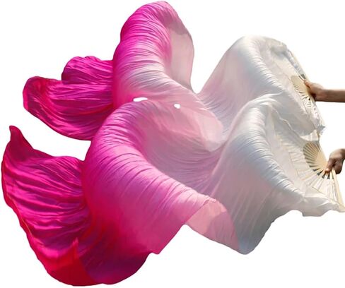 Belly Dance Fans Fan Veils Belly Dance Belly Dance Fan 1 Pair Silk/Imitation Silk Handmade Dyed Silk Dance Veils Silk Fans(Color2-d) in Saudi Arabia