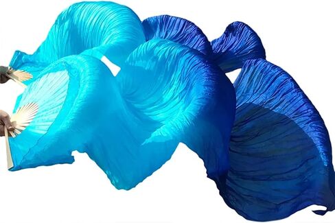 Belly Dance Fans Fan Veils Belly Dance Belly Dance Fan 1 Pair Silk/Imitation Silk Handmade Dyed Silk Dance Veils Silk Fans(Color2-d) in Saudi Arabia