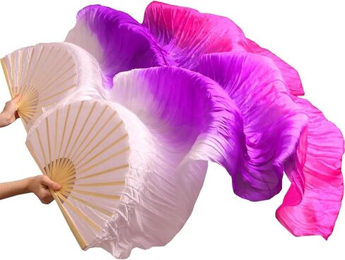 Belly Dance Fans Handmade Silk Veil Fans Belly Dancing Fans(Pink,120cm-90cm) in Saudi Arabia