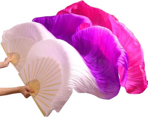 Belly Dance Fans Handmade Silk Veil Fans Belly Dancing Fans(Pink,120cm-90cm) in Saudi Arabia
