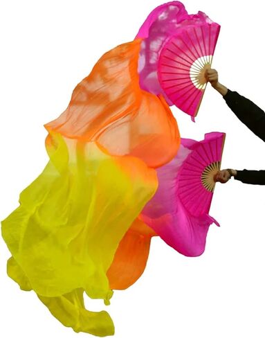 Belly Dance Fans Handmade Silk Veil Fans Belly Dancing Fans(Pink,120cm-90cm) in Saudi Arabia