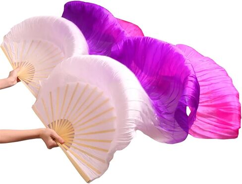 Belly Dance Fans Handmade Silk Veil Fans Belly Dancing Fans(Pink,120cm-90cm) in Saudi Arabia