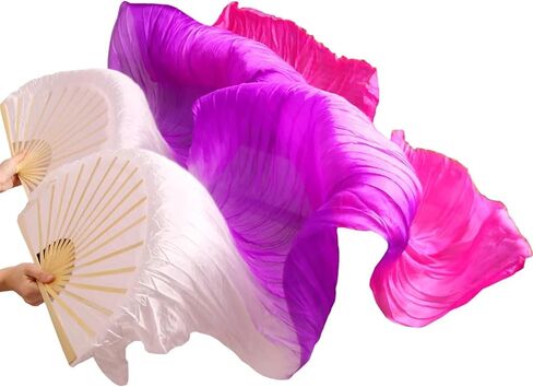 Belly Dance Fans Handmade Silk Veil Fans Belly Dancing Fans(Pink,120cm-90cm) in Saudi Arabia