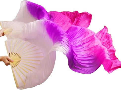 Belly Dance Fans Handmade Silk Veil Fans Belly Dancing Fans(Pink,120cm-90cm) in Saudi Arabia