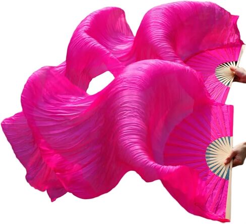 Belly Dance Fans Handmade Silk Veil Fans Belly Dancing Fans(Pink,120cm-90cm) in Saudi Arabia