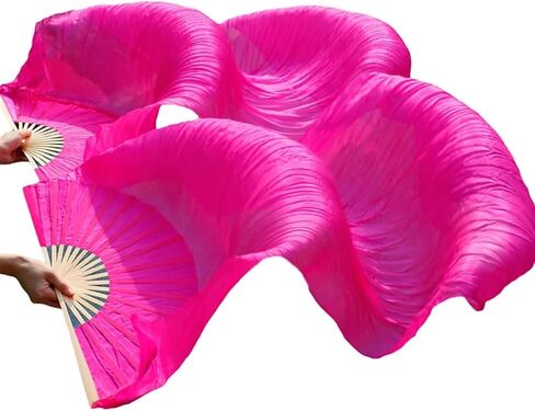 Belly Dance Fans Handmade Silk Veil Fans Belly Dancing Fans(Pink,120cm-90cm) in Saudi Arabia