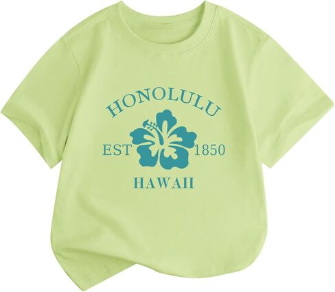 Kids Hawaiian Shirts for Girls Hibiscus Flower Graphic Tshirts Cute Beach Shirt Preppy Aesthetic Tee Summer Tops in Saudi Arabia