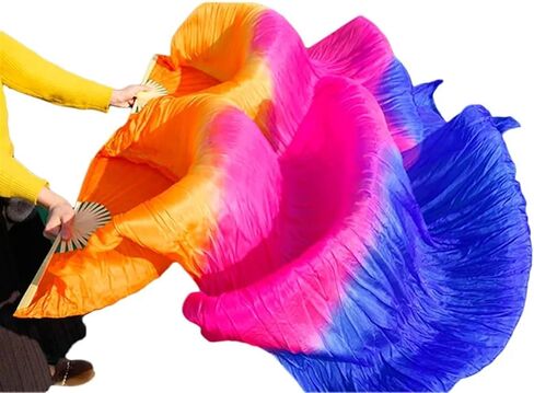Belly Dance Fans Handmade Silk Veil Fans Belly Dancing Fans(Pink,120cm-90cm) in Saudi Arabia