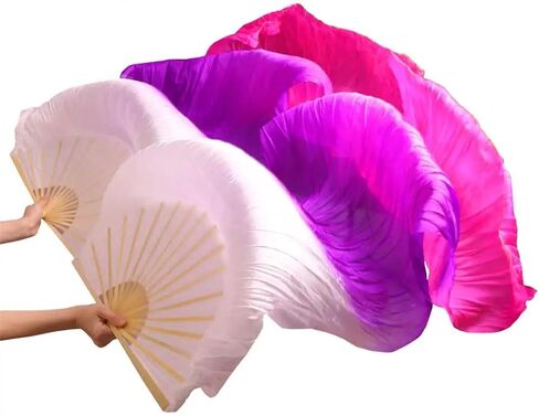 Belly Dance Fans Handmade Silk Veil Fans Belly Dancing Fans(Pink,120cm-90cm) in Saudi Arabia