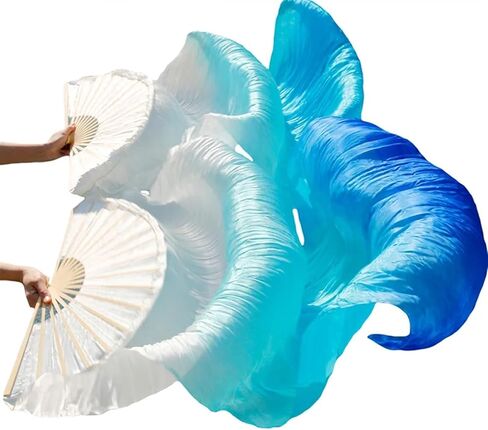 Belly Dance Fans Silk Belly Dance Fan Veils Handmade Dyed Belly Dance Veil Pure Silk Fan Belly Dance Accessories(7) in Saudi Arabia