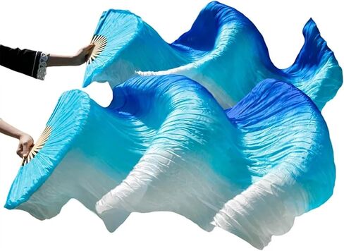 Belly Dance Fans Silk Belly Dance Fan Veils Handmade Dyed Belly Dance Veil Pure Silk Fan Belly Dance Accessories(7) in Saudi Arabia