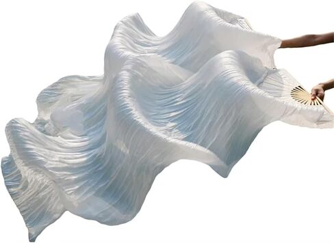 Haitpant 1 Pair 100% Real Silk Belly Dance Silk Veil Fans Classic Silk Fans Dance Performance Props in Saudi Arabia