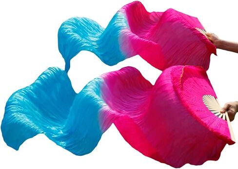 Belly Dance Fans Silk Belly Dance Fan Veils Handmade Dyed Belly Dance Veil Pure Silk Fan Belly Dance Accessories(7) in Saudi Arabia