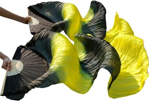 Belly Dance Fans Silk Belly Dance Fan Veils Handmade Dyed Belly Dance Veil Pure Silk Fan Belly Dance Accessories(7) in Saudi Arabia