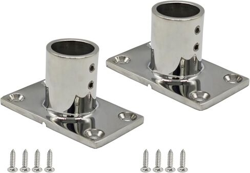 2Pcs Boat Rectangle Hand Rail Base, Marine Grade 316 Stainless Steel 90 Degree Base Rail Fitting for 1" (25.8mm) Tube in Saudi Arabia