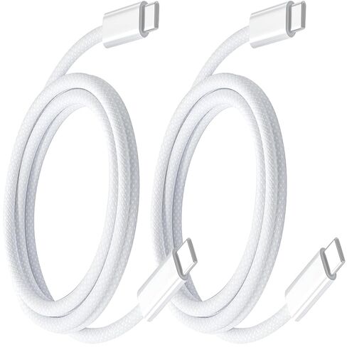 كابل USB C إلى USB C شحن سريع 60 وات (عبوة من قطعتين، 3أقدام)، انحناء من النايلون المضفر 12000+، كابل شاحن من النوع C لأجهزة iPhone 16/15/17، وiPad Pro/Air، وSamsung Galaxy in Saudi Arabia