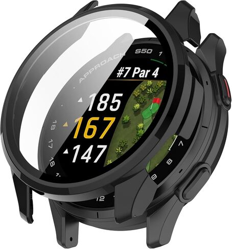 LOKEKE متوافق مع Garmin Approach S50 غطاء حماية كامل للكمبيوتر الشخصي غطاء واقي شاشة من الزجاج المقسى متوافق مع Garmin Approach S50 (أسود) in Saudi Arabia