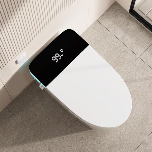 Smart Toilet with Auto Flush and Heated Seat, Electric Tankless Toilets with Dual Flush Remote - Pre-Wetting, One Piece Toilet for Bathrooms Soft-Close Seat & Lid, Night Light, LED Display in Saudi Arabia
