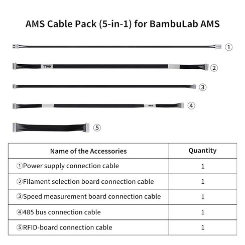مجموعة كابلات ملحقات الطابعة ثلاثية الأبعاد (5 في 1) لـ BambuLab AMS: استبدال سلك التوصيل للإشارة أو نقل الطاقة - ضمان طباعة مستقرة P1P/P1S/X1/X1C in Saudi Arabia