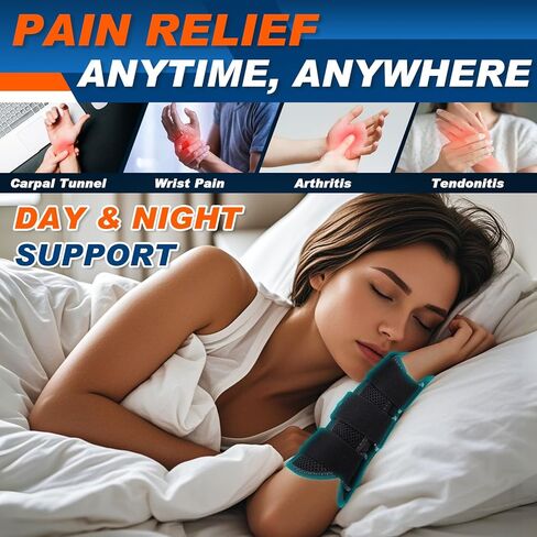 Carpal Tunnel Wrist Brace Night Support,Thumb Spica Splint Left Hand for De Quervain's Tenosynovitis Splint,Wrist Brace with Thumb Support for Women/Men, One Size-Black-Right in Saudi Arabia