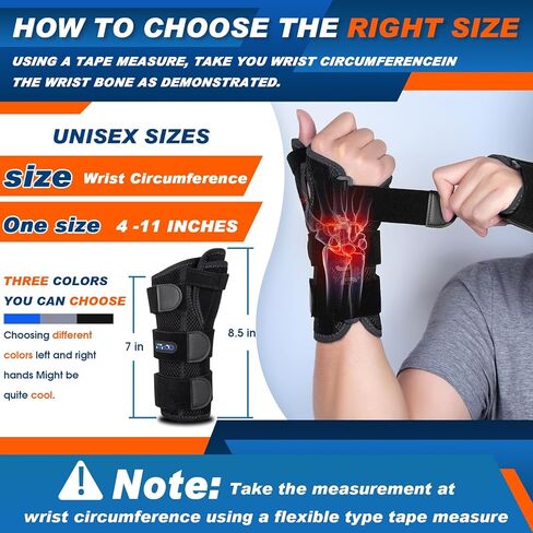 Carpal Tunnel Wrist Brace Night Support,Thumb Spica Splint Left Hand for De Quervain's Tenosynovitis Splint,Wrist Brace with Thumb Support for Women/Men, One Size-Black-Right in Saudi Arabia