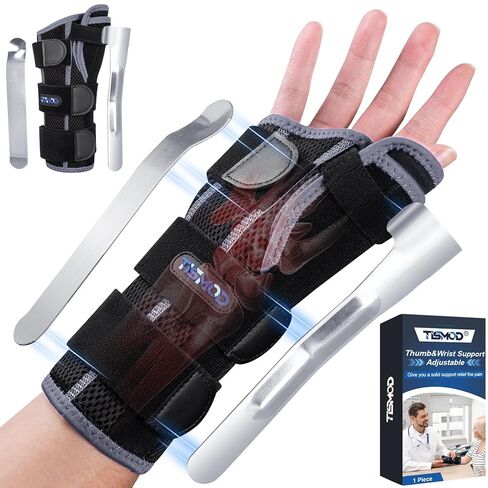 Carpal Tunnel Wrist Brace Night Support,Thumb Spica Splint Left Hand for De Quervain's Tenosynovitis Splint,Wrist Brace with Thumb Support for Women/Men, One Size-Black-Right in Saudi Arabia
