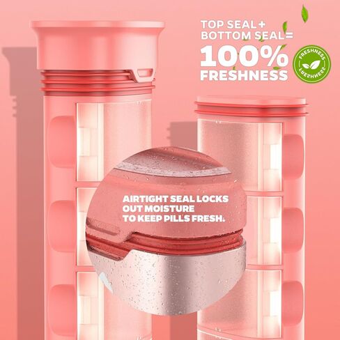 Metal 7 Day Pill Organizer 2 Times a Day-Travel Pill Box Case with Moisture-Proof Airtight Lids, Weekly AM PM Medicine Container for Vitamins, Fish Oil, Supplements and Medications (Pink) in Saudi Arabia