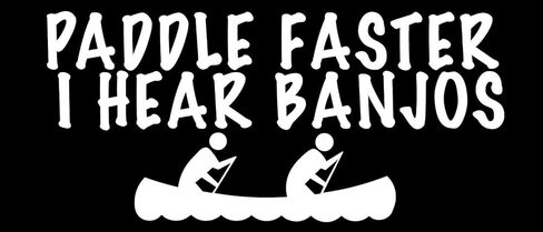 JR Studio 3x7 inch Paddle Faster I Hear Banjos Bumper Sticker - Funny Paddling Canoe Kayak Vinyl Decal Sticker Car Waterproof Car Decal Bumper Sticker in Saudi Arabia