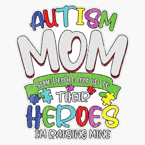 Autism Mom Mother Heroes Autistic Kids Autism Awareness Sticker Vinyl Decal Car Laptop Wall Window Bumper Sticker 5" in Saudi Arabia