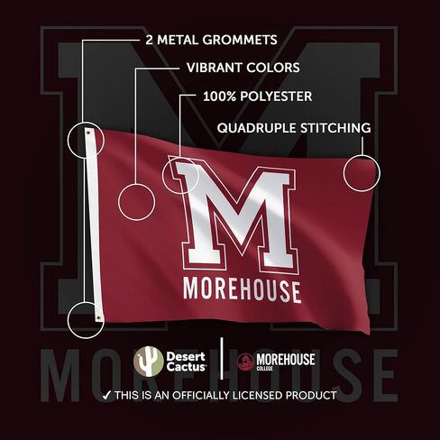 Desert Cactus Morehouse College MC Flag - 3 x 5 Feet Tigers Banner, Indoor/Outdoor Durable Fabric, 100% Polyester Design (Style 2) in Saudi Arabia