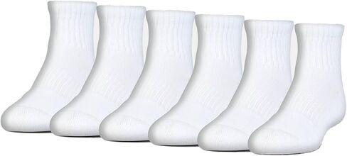 Under Armour Men's Charged Cotton 2.0 Quarter Socks, 6 Pack (White (1298736-100) / Stealth Grey/White, Large) in Saudi Arabia