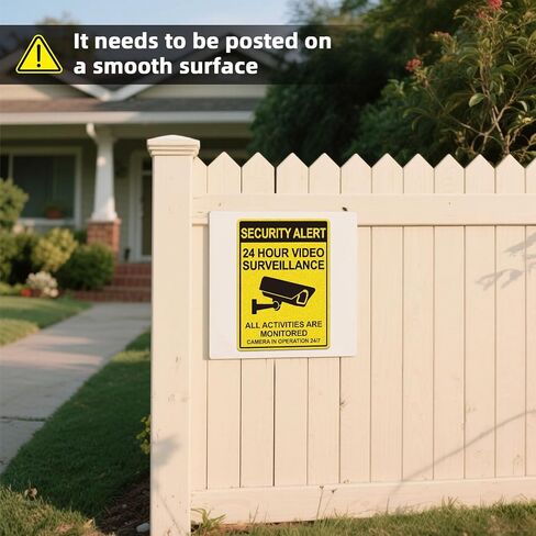 Security Signs Video Surveillance Sign, 2 Pack 10x7 Inch Non Metal Vinyl Stickers, 24 Hour Security Camera Signs Stickers for Home Business, Soslina Durable Waterproof No Trespassing Private Property Warning Decal in Saudi Arabia