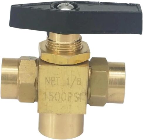 1/8 "NPT أنثى L ميناء صمام الكرة النحاسية 1500 PSI خط أنابيب قياس ضغط البروبان in Saudi Arabia