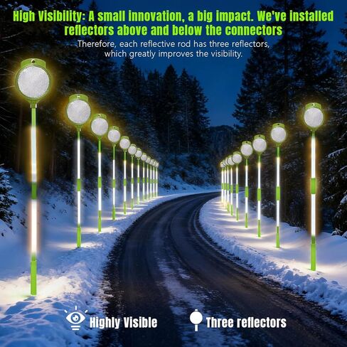 16 Pack 48 Inch Reflective Driveway Markers with 16" Install Drill Bit Glow-in-The-Dark Lane Identification Reflectors Double Sided Reflective Driveway Markers Reflectors for Snow Plowing in Saudi Arabia