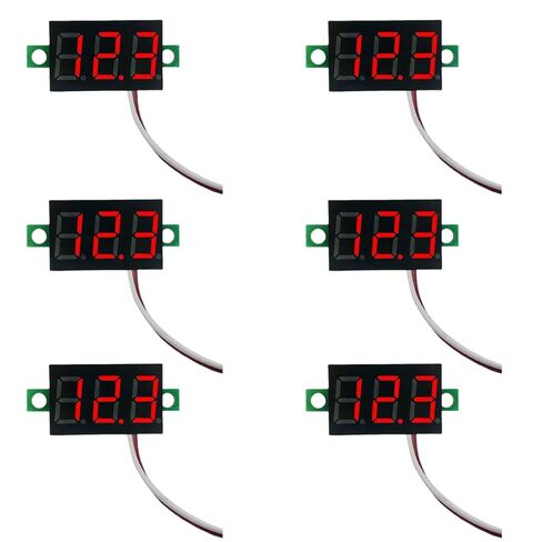 6 قطع فائقة الحجم 0.28 بوصة جهاز اختبار الجهد الكهربائي الرقمي الصغير DC شاشة LED عالية الدقة، تصميم سلكين لاختبار دائرة 2 5 فولت - 30 فولت، 5 خيارات ألوان، شاشة سهلة القراءة (أحمر) in Kuwait