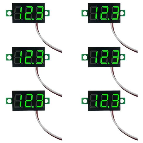 6 قطع فائقة الحجم 0.28 بوصة جهاز اختبار الجهد الكهربائي الرقمي الصغير DC شاشة LED عالية الدقة، تصميم سلكين لاختبار دائرة 2 5 فولت - 30 فولت، 5 خيارات ألوان، شاشة سهلة القراءة (أحمر) in Kuwait
