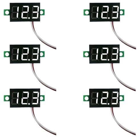 6 قطع فائقة الحجم 0.28 بوصة جهاز اختبار الجهد الكهربائي الرقمي الصغير DC شاشة LED عالية الدقة، تصميم سلكين لاختبار دائرة 2 5 فولت - 30 فولت، 5 خيارات ألوان، شاشة سهلة القراءة (أحمر) in Kuwait