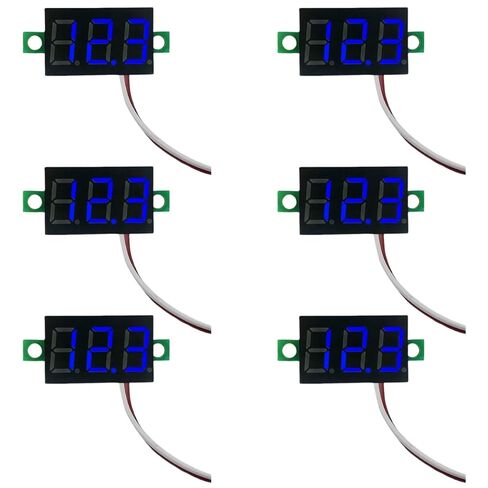 6 قطع فائقة الحجم 0.28 بوصة جهاز اختبار الجهد الكهربائي الرقمي الصغير DC شاشة LED عالية الدقة، تصميم سلكين لاختبار دائرة 2 5 فولت - 30 فولت، 5 خيارات ألوان، شاشة سهلة القراءة (أحمر) in Kuwait