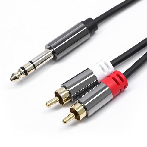 رجال الإنترنت! كابل 1/4 بوصة إلى RCA، سلك صوت TRS إلى 2 RCA مقاس 6.35 مم، كابل محول ربع بوصة مطلي بالذهب إلى ستيريو، نحاس خالٍ من الأكسجين، حماية مزدوجة لمكبر الصوت، الخلاط، مكبر الصوت، بطاقة الصوت، 3.3 قدم in Kuwait