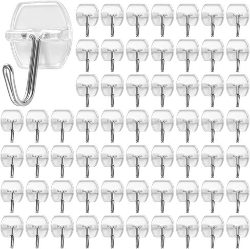 100 Pack Small Wire Hooks for Wall, Clear Heavy Duty Hanging Adhesive Hooks, Reusable Wall Hook for Christmas, Kitchens, Office, Shower Hanging, Key Holder, Coat, Door in Saudi Arabia