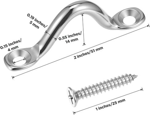 50 Pcs 316 Stainless Steel Eye Straps 2 Inch M5 Outdoor Hanging Hardware U Hook with100 PCS Stainless Steel Screws in Saudi Arabia